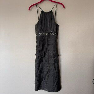 Adrianna Papell size 10 womens dress metallic gray holiday dress